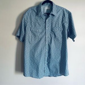 Wrangler Wrancher Shirt Men's Blue Paisley Print Button Up T-shirt Size XL Tall